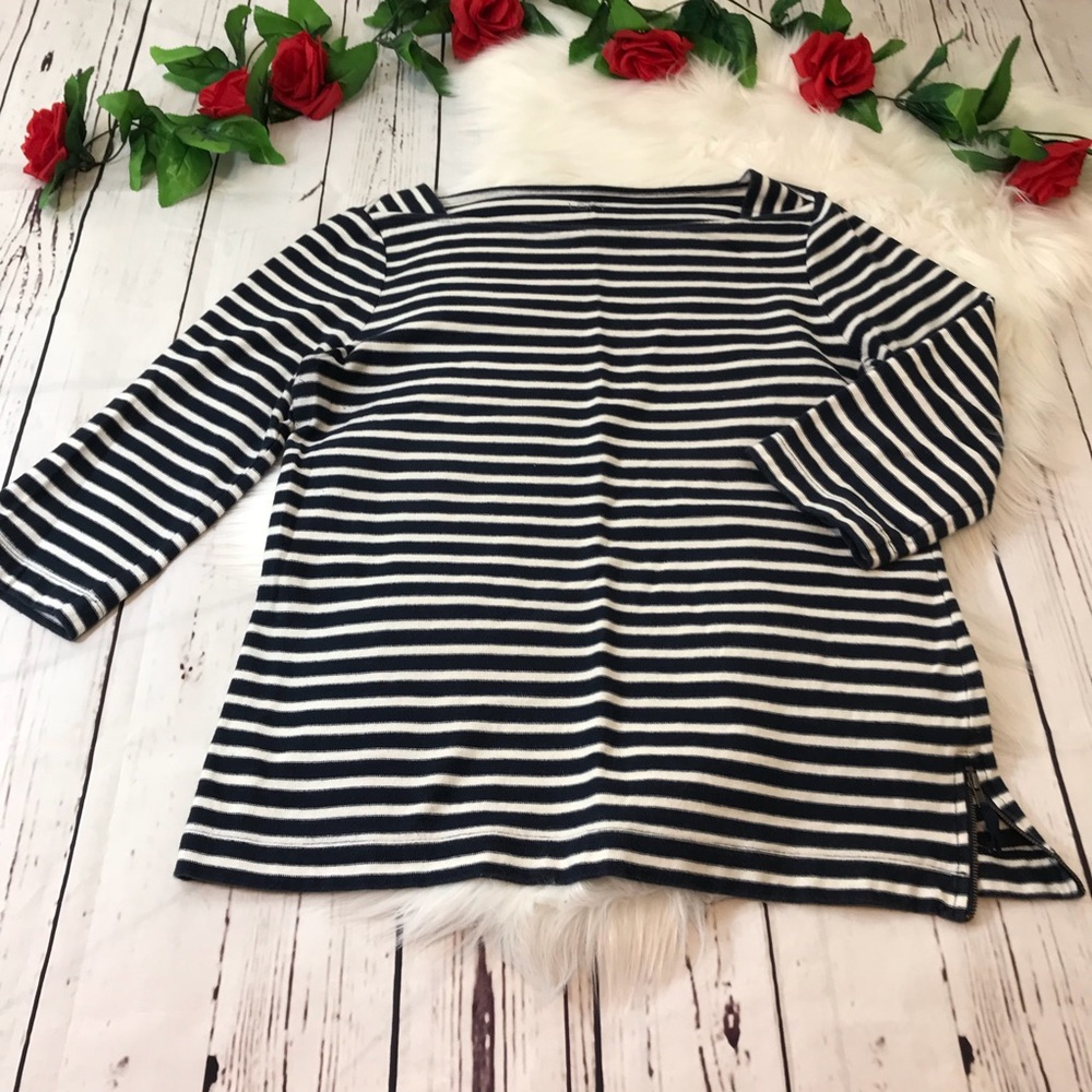 Loft large blue and white striped blouse